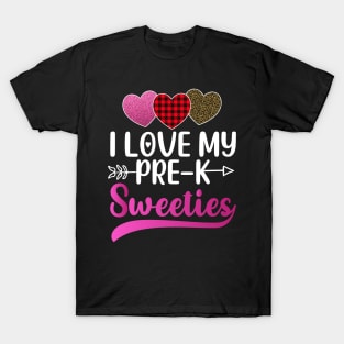 I Love My Pre-K Sweeties Hearts Valentines Day Teacher Gift T-Shirt